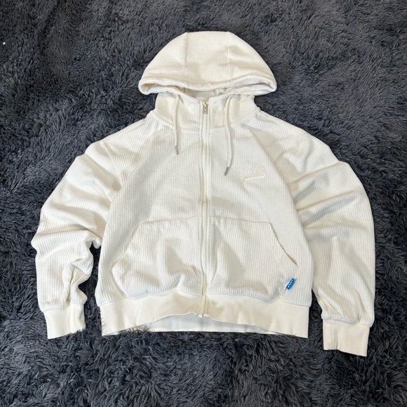 Ucla Tops - Women’s UCLA‎ Cream Zip-Up Cropped Hoodie Sweatshirt Size M/L